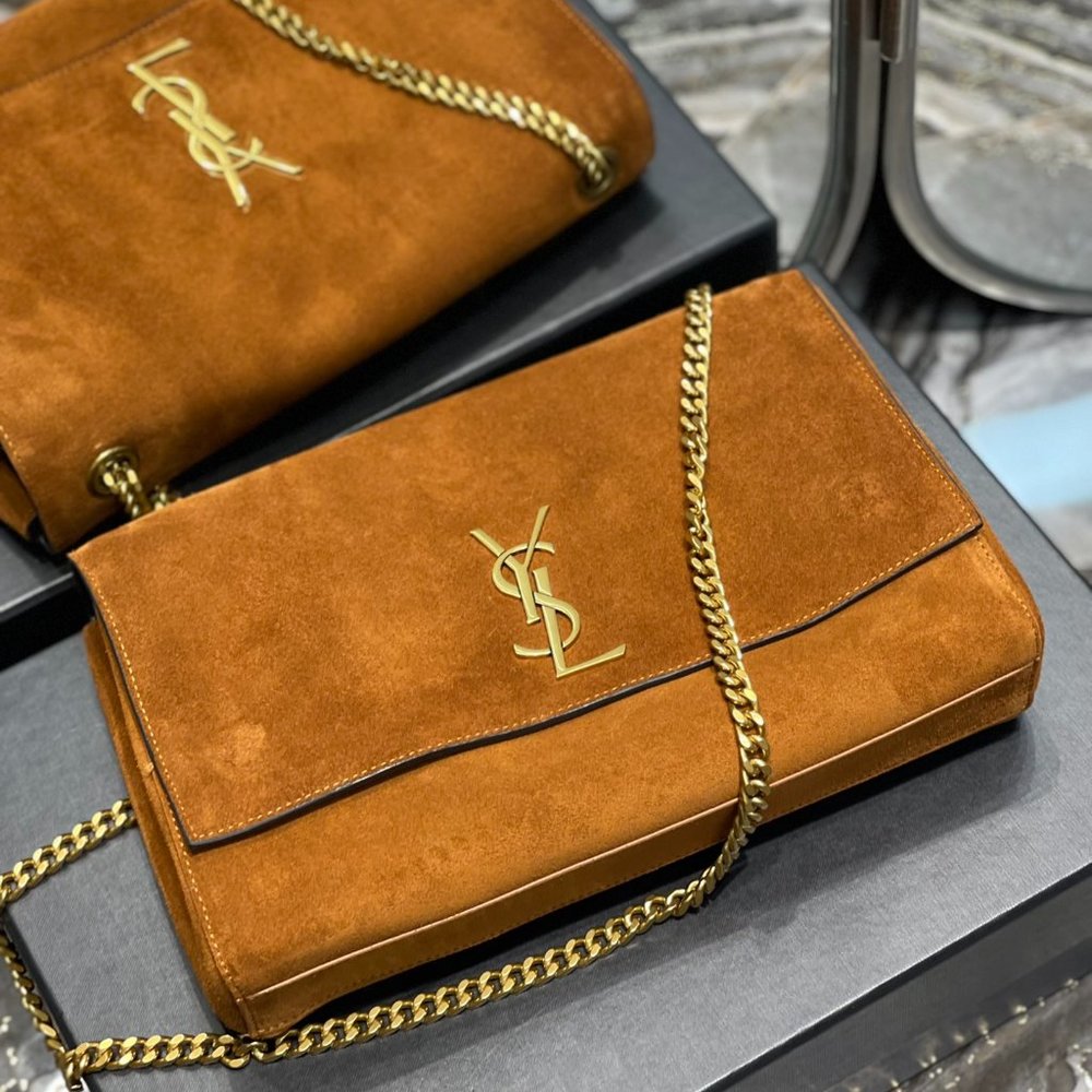 YSL  ， Kate series reversible suede & crocodile pattern bag
